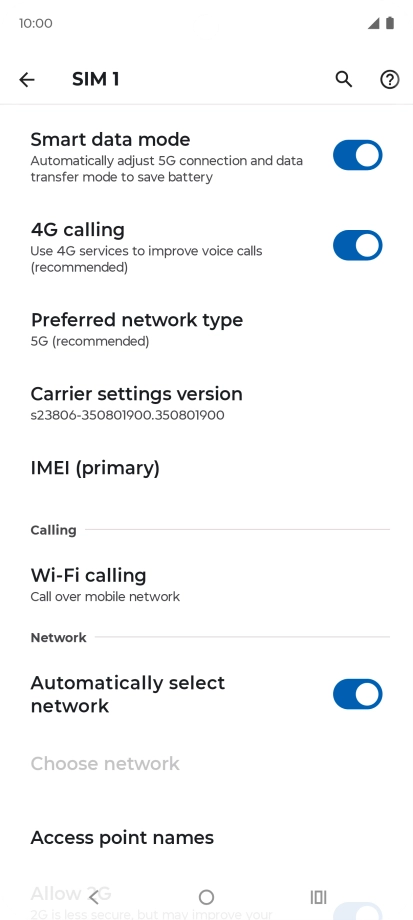 Press Preferred network type.