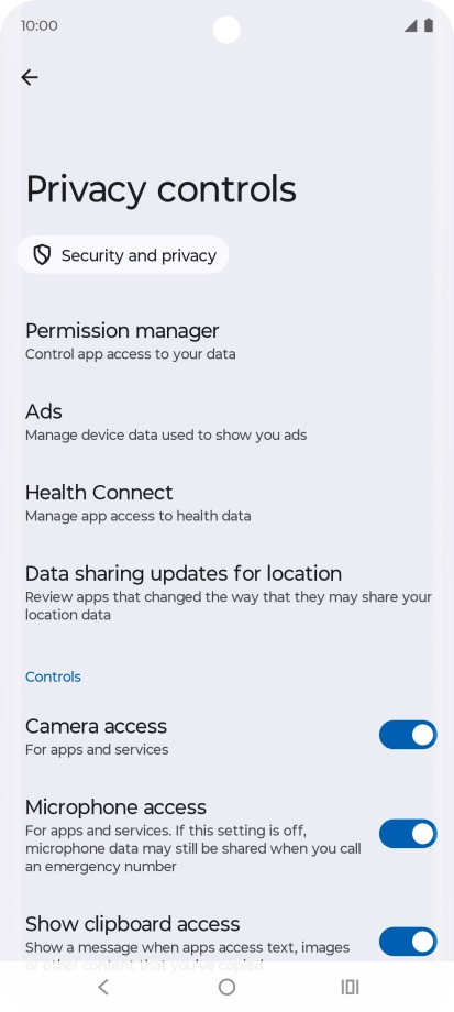 Press Permission manager.