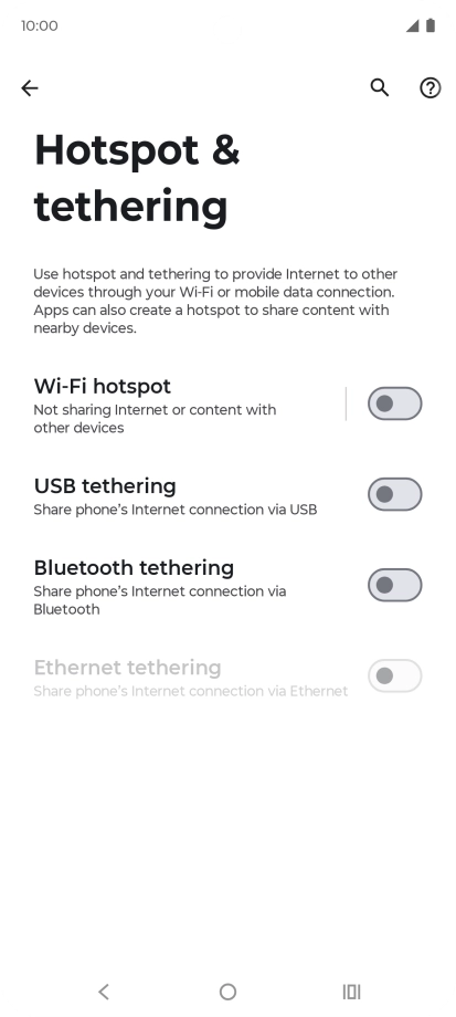 Press Wi-Fi hotspot. Press Wi-Fi hotspot.