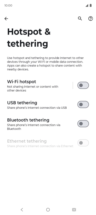 Press Wi-Fi hotspot. Press Wi-Fi hotspot.