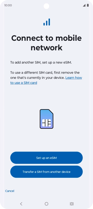 Press Set up an eSIM.
