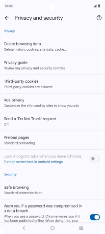 Press Delete browsing data.