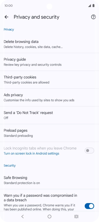 Press Delete browsing data.
