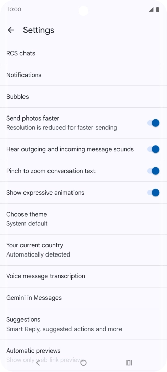 Press Gemini in Messages.