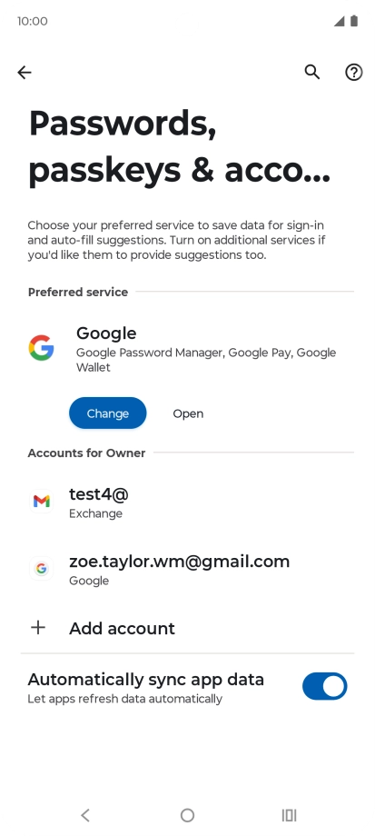 Press the required email account.