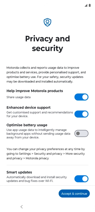 Press the indicators next to the required settings to select them. Press the indicators next to the required settings to select them.