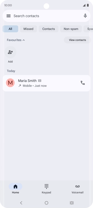Press and hold the required contact. Press and hold the required contact.