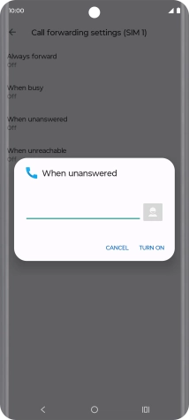 Key in +447836121121 and press TURN ON.