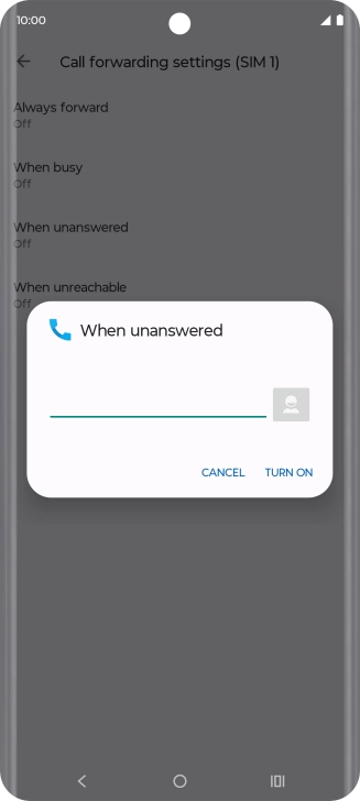 Key in +447836121121 and press TURN ON.