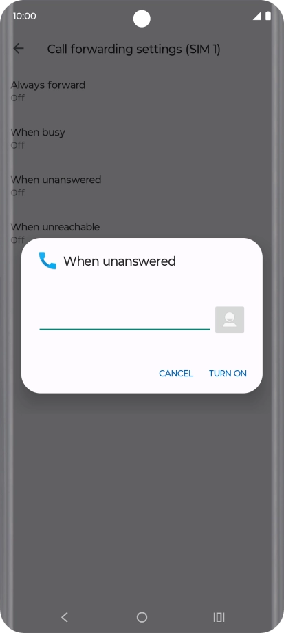 Key in +447836121121 and press TURN ON.