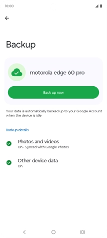 Press Back up now and wait while the phone memory is backed up.