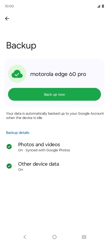 Press Back up now and wait while the phone memory is backed up.