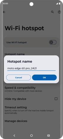 Key in the required Wi-Fi hotspot name and press OK. Key in the required Wi-Fi hotspot name and press OK.