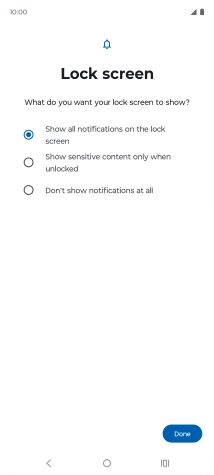 Press the required setting.