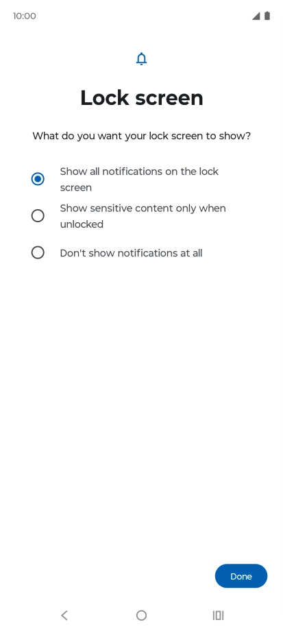 Press the required setting.