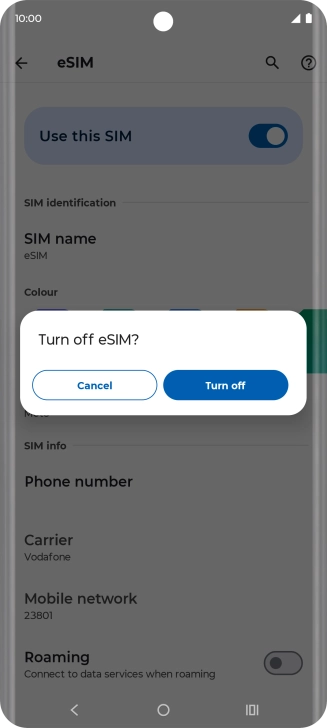 If you turn off the function, press Turn off.