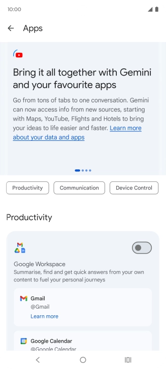 Press the indicator next to the required extension to turn on the function.