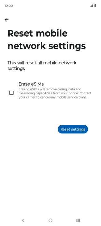 Press Reset settings. Press Reset settings.