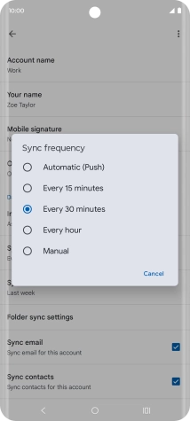 Press the required setting.