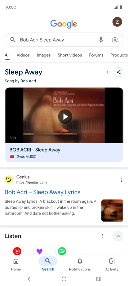 Follow the instructions on the screen to use the search results.
