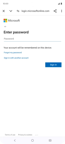Press Password and key in the password for your email account.