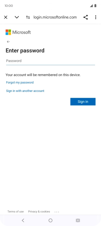 Press Password and key in the password for your email account.