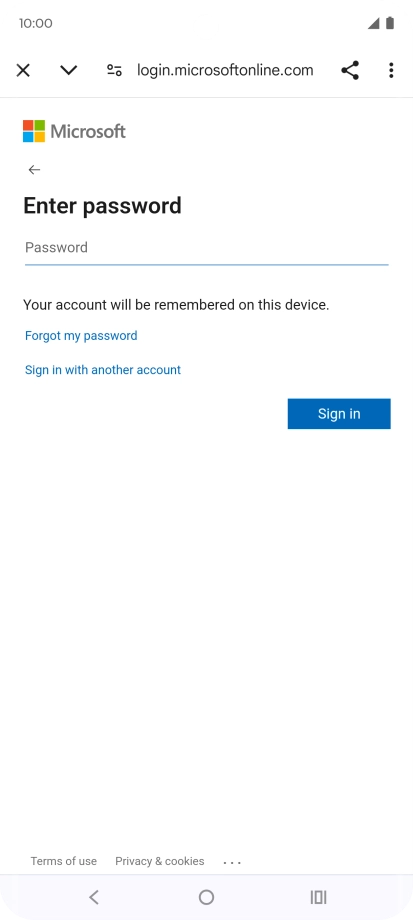 Press Password and key in the password for your email account.