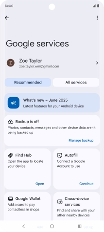 Press Manage backup.