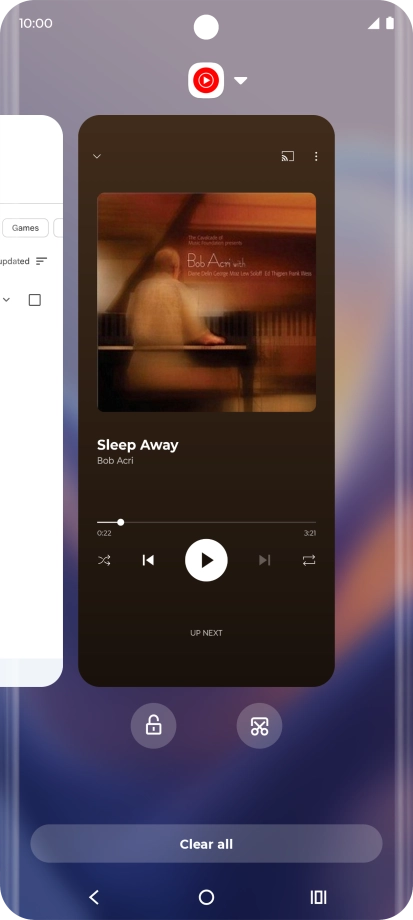 To end one running application, slide your finger upwards on the required application.
