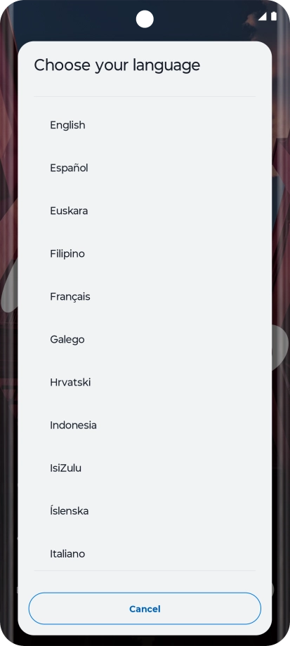 Press the required language. Press the required language.