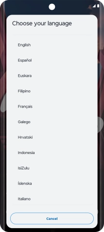 Press the required language. Press the required language.