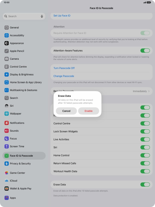 If you turn on the function, press Enable.