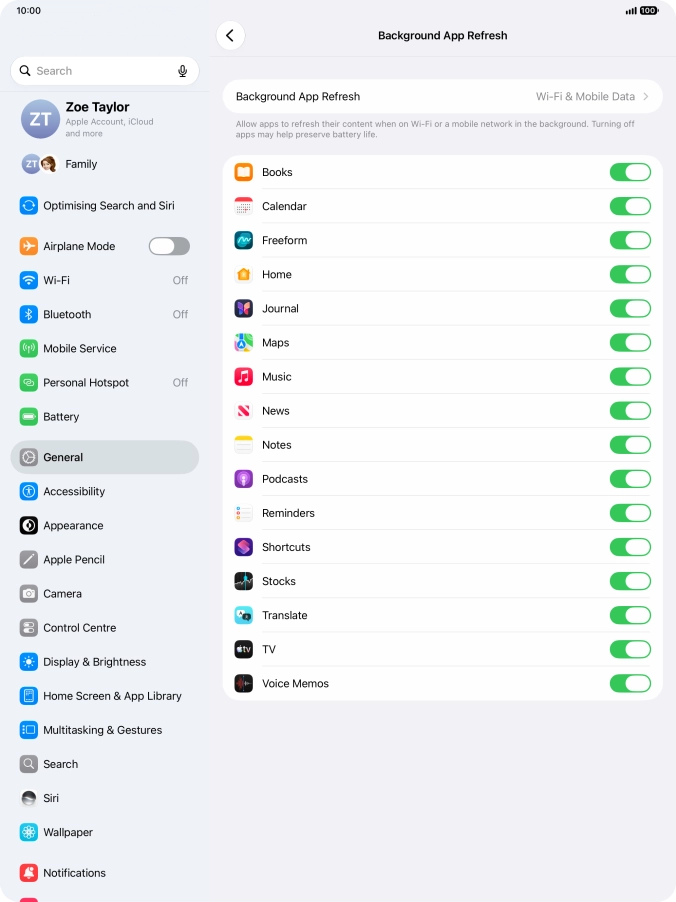 Press Background App Refresh.