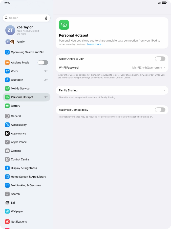 Press Wi-Fi Password and key in the required password.