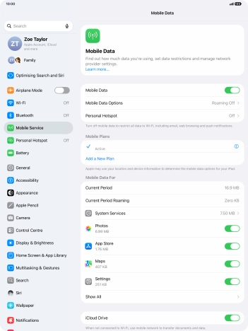 The total data usage is displayed next to Current Period.