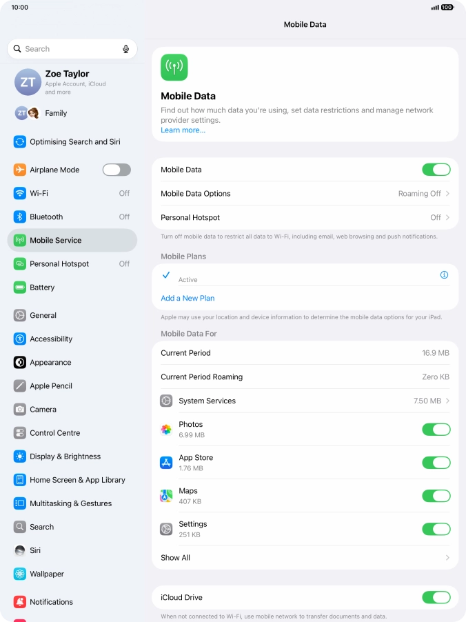 The total data usage is displayed next to Current Period.
