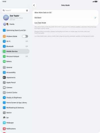 Press the required setting to turn the function on or off. Press the required setting to turn the function on or off.