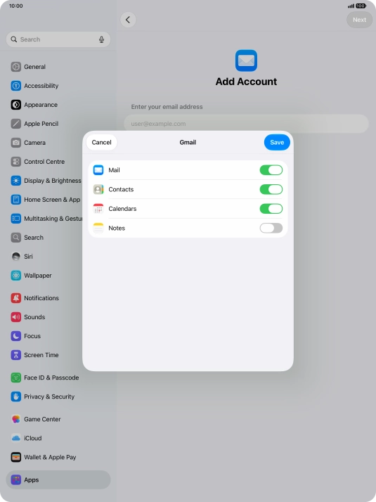 If this screen is displayed, you email account has been recognised and set up automatically. Follow the instructions on the screen to key in more information and finish setting up your tablet.
