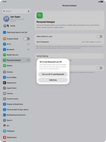 If Wi-Fi is turned off, press Turn on Wi-Fi and Bluetooth.