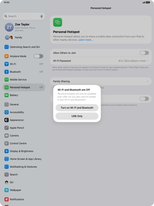 If Wi-Fi is turned off, press Turn on Wi-Fi and Bluetooth.