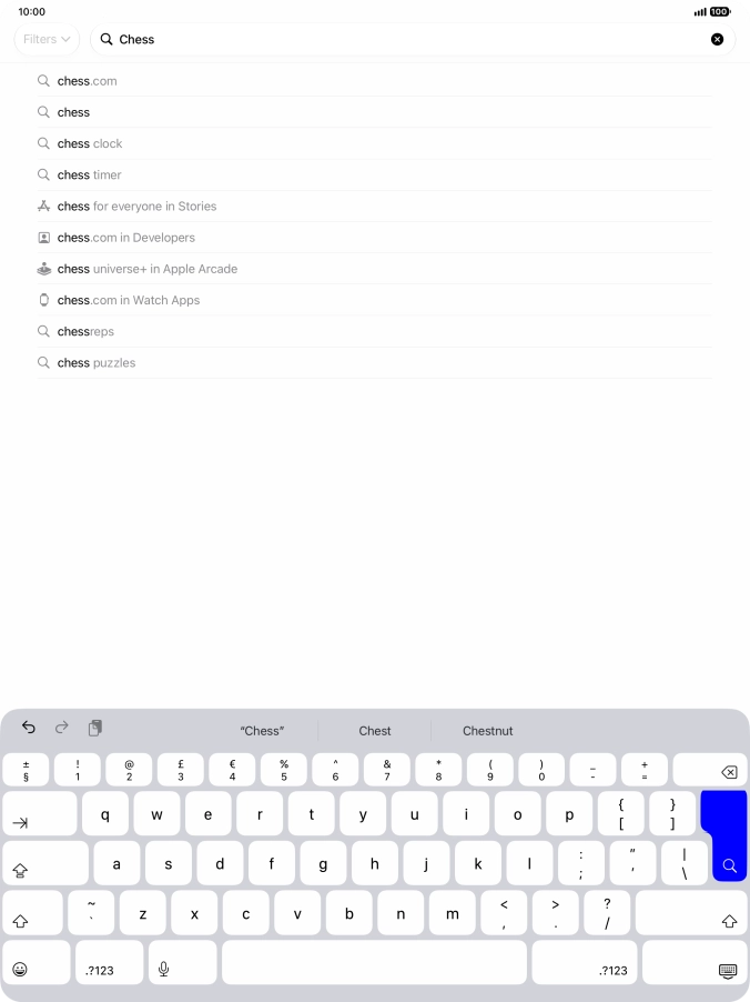 Key in the name or subject of the required app and press enter.