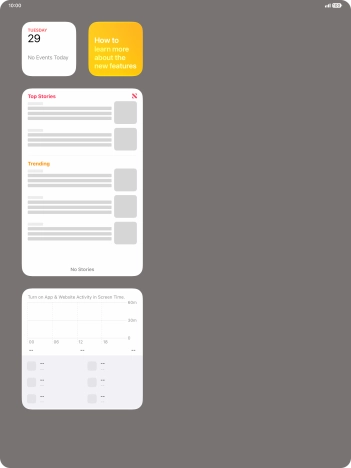 Slide your finger up or down on the screen to see more widgets.