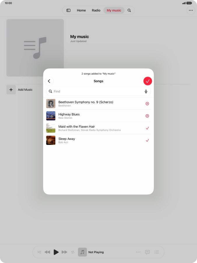 Press the confirm icon.