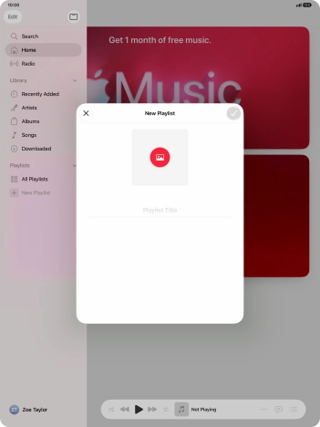 Press the text input field and key in a name for the playlist.