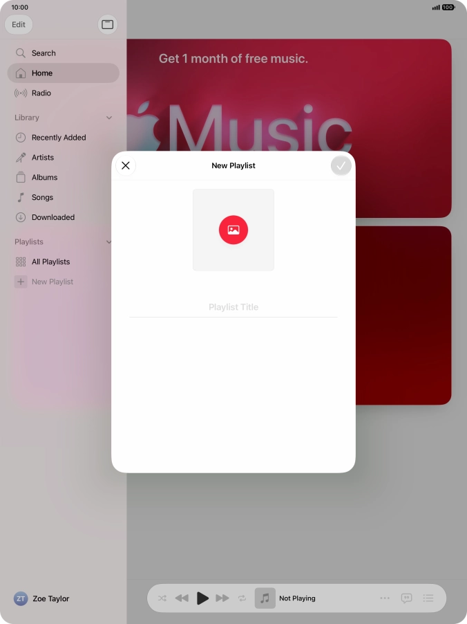 Press the text input field and key in a name for the playlist.
