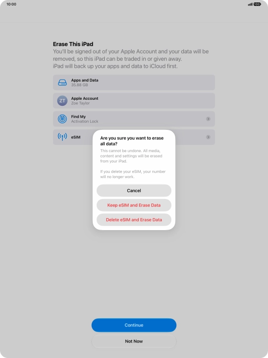 Press the required setting.