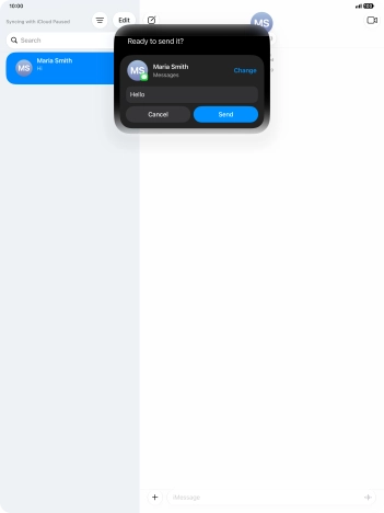 If an app is open on your tablet, such as Messages, you can also use the functions available here, e.g.: REPLY [text].