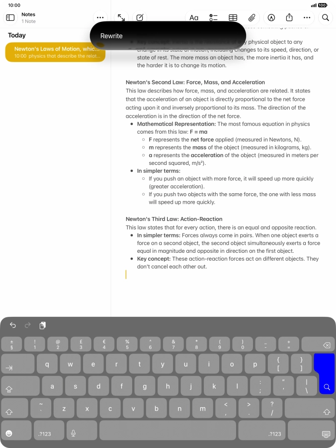 To automatically rewrite the text, use the command “Rewrite”.