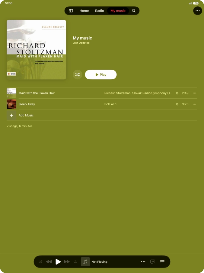 Go to the required category or playlist and press the required audio file.