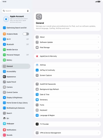 Press Apple Account.